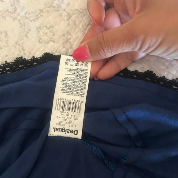 Desigual Blue and Black Midi Dress with round deep Neck - Picture 4 of 8